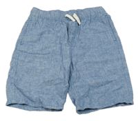 Modré melírované lněné kraťasy H&M