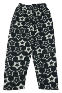 Čierno-biele fleecové domáceé tepláky s hviezdami