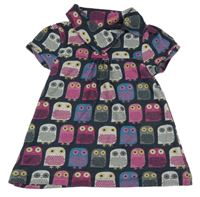 Sivo-ružovo-sivé úpletové šaty so sovami C&A