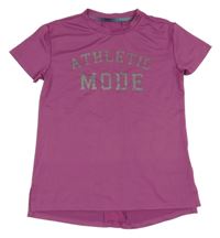 Fuchsiové sportovní funkční tričko s nápisem 