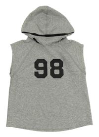 Sivá melírovaná tepláková vesta s číslom a kapucňou H&M