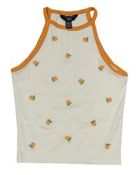 Bielo-oranžový crop top s pomeranči New Look
