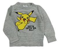 Šedý melírovaný svetr s Pikachuem C&A