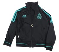 Černo-modrá propínací sportovní mikina s pruhy Adidas