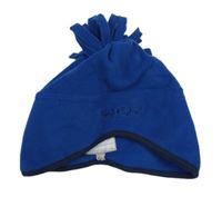 Tmavomodrá fleecová čapica s strapcemi