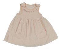 Svetloružové zamatové na traké šaty s kvetmi Jasper Conran