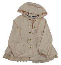 Svetloružová plátenná jarná parka s čipkou a kapucňou Tahari