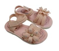 Růžové gumové sandály s květy vel. 24