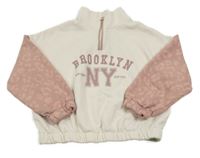 Smetanovo-ružová mikina s nápismi a leopardím vzorom George