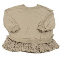 Béžová mikina s bodkovaná ým volánikom Next