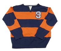 Tmavomodro-pomerančový pruhovaný sveter s číslom X-mail