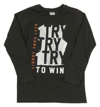 Tmavosivé tričko s nápismi Y.F.K.