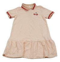 Svetloružové šaty s třešněmi a golierikom Shein