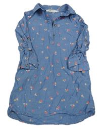 Svetlomodré kvetované ľahké rifľové šaty H&M