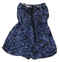 Tmavomndrý batikovaný kraťasový overal s okuliarmi