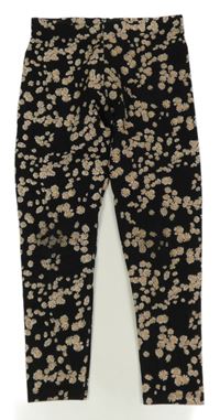 Černo-růžové květované legíny Next