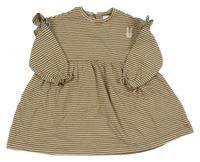 Smetanovo-hnědé pruhované šaty s králíčkem Next