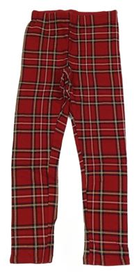 Červeno-tmavomodro-zlaté kockované legíny H&M