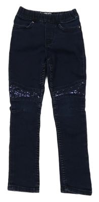 Tmavomodré džegíny s flitrami Denim Co.