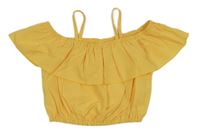 Žltý crop top s volánikom Shein