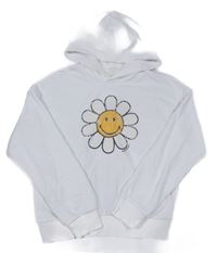 Biela mikina s květem a kapucňou H&M