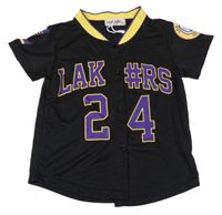 Černo-fialovo-žluté sportovní propínací tričko - Lakers