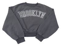 Antracitová crop mikina s nápisom Primark