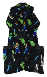 Černá plyšová kombinéza s kapucí - Minecraft 