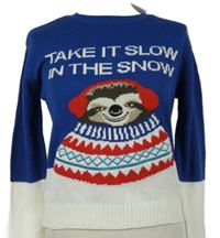 Nové - Dámský modro-bílý svetr s lenochodem H&M