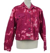 Dámská fushsiová batikovaná riflová crop bunda Topshop 