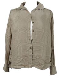 Dámska béžovo-biela kockovaná blúzka