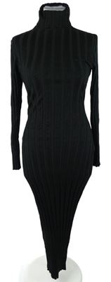 Dámské černé žebrované midi pletené šaty s rolákem MissGuided 