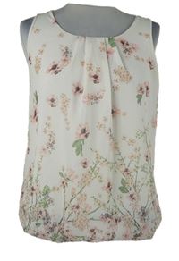 Dámský smetanový květovaný šifonová balonový top s krajkou My Hailys 
