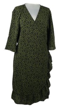 Dámské khaki-černé vzorované zavinovací šaty Pescara 