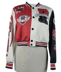 Dámská červeno-bílo-černá baseballová crop mikina s nápisy 