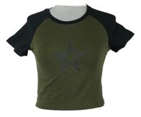 Dámské khaki-černé crop tričko s hvězdou Daz