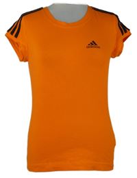 Dámské oranžové tričko s pruhy Adidas 