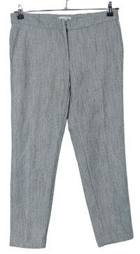 Dámske sivo-biele vzorované nohavice H&M
