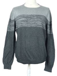 Pánsky sivo-tmavosivý melírovaný sveter M&S