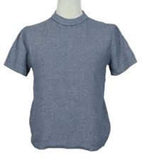 Pánske tmavomodré vzorované pletené tričko Zara