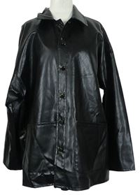 Dámksá čierna koženková košeľová bunda Shein