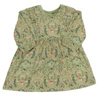 Zelené bavlněné šaty se zvířátky a listy Matalan