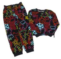 Červeno-čierne fleecové pyžama s obrázkami zn. Next