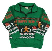 Zelená vzorovaná mikina s obrázkami