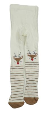 Bílé pruhované punčocháče se soby