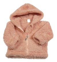 Ružová chlpatá prepínaci mikina s kapucňou Shein