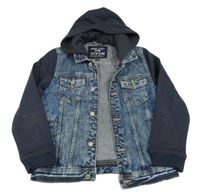 Modrá riflovo/tepláková bunda s kapucí C&A