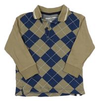 Béžovo-modro-biela károvaná ľahká mikina Next