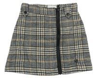 Čierno-bielo-hnedá vzorovaná sukňa D-zine