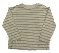 Béžové pruhované úpletové triko F&F